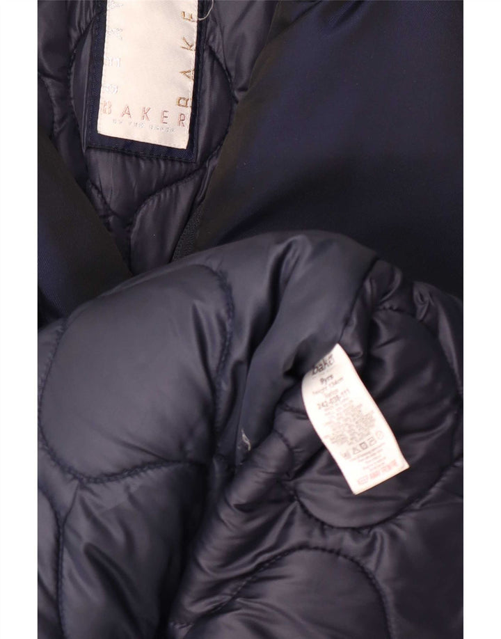 Ted Baker Wattierter Mantel mit Kapuze für Mädchen, 8–9 Jahre, marineblaues Nylon