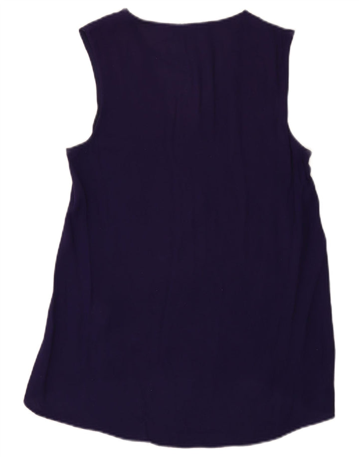 Zara Damen Bluse Top UK 10 Small Marineblau Polyester