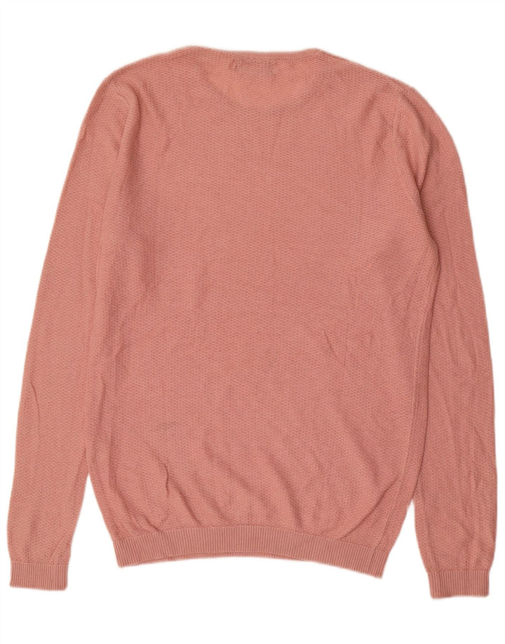 Zara Herren-Pullover mit Rundhalsausschnitt, Mittelrosa, Acryl