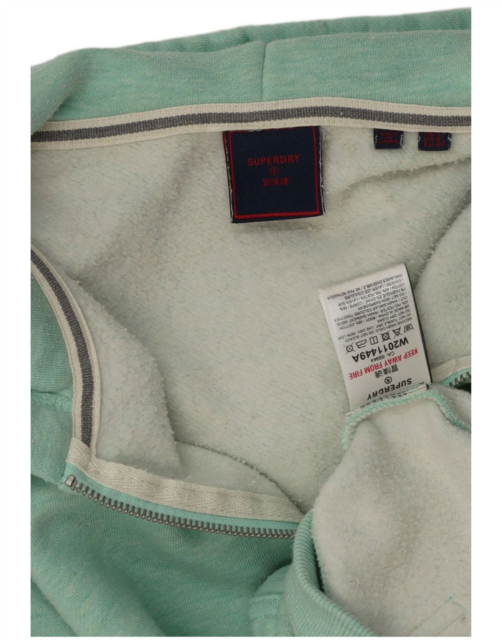 SUPERDRY Damen-Kapuzenpullover mit Reißverschluss, UK 12, mittelgrüne Baumwolle