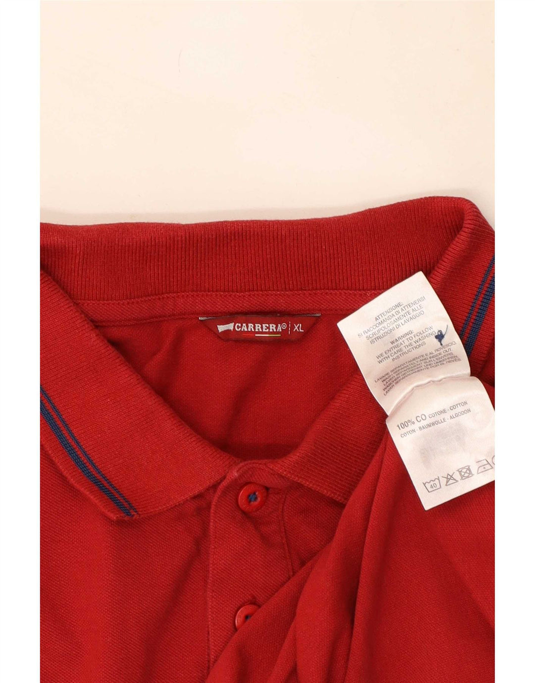 Carrera Herren Poloshirt XL rot gestreift aus Baumwolle