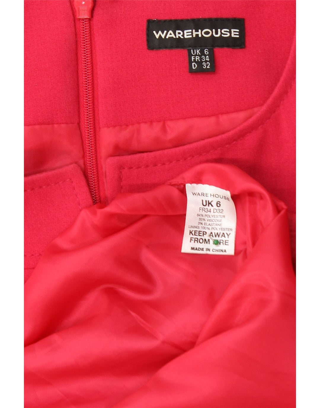 WAREHOUSE Damen Etuikleid UK 6 XS Rot Polyester