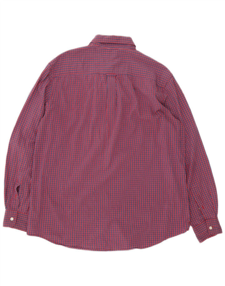 Chaps Herrenhemd, großes rotes Gingham-Baumwollhemd