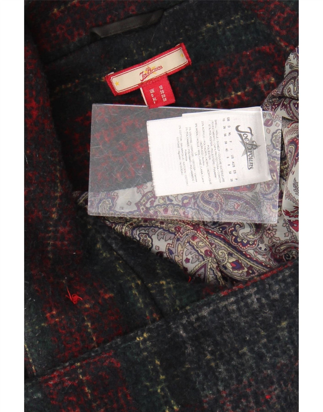 JOE BROWNS Zweireihiger Damenmantel UK 10 Kleiner mehrfarbiger Karo