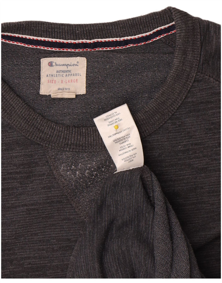 Champion Herren-Sweatshirt-Pullover XL, grau gefleckte Baumwolle
