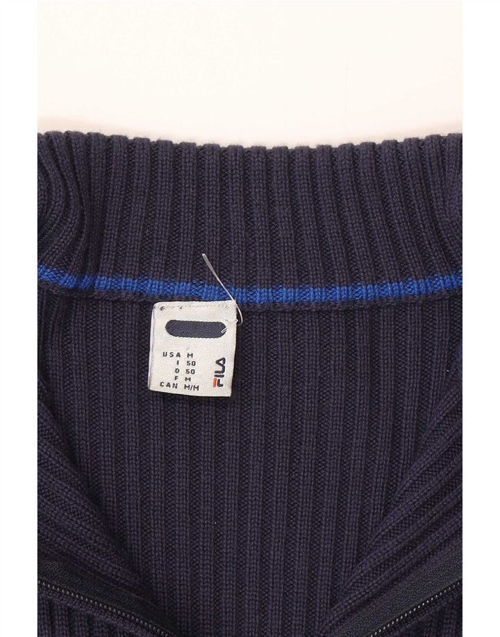 Fila Herren-Pullover mit Reißverschluss am Hals, IT 50, mittelmarineblau gestreift