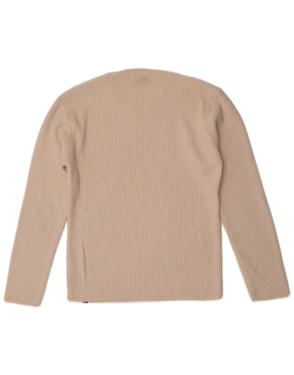 Guess Damen-Pullover mit Rundhalsausschnitt, Gr. 18, XL, gebrochene weiße Merinowolle