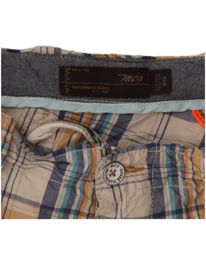 Marlboro Classics Herren-Cargoshorts W34, große, mehrfarbig karierte Baumwolle