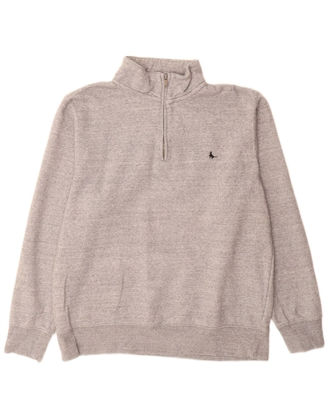 JACK WILLS Herren-Sweatshirt mit Reißverschluss am Hals, große, grau gesprenkelte Baumwolle