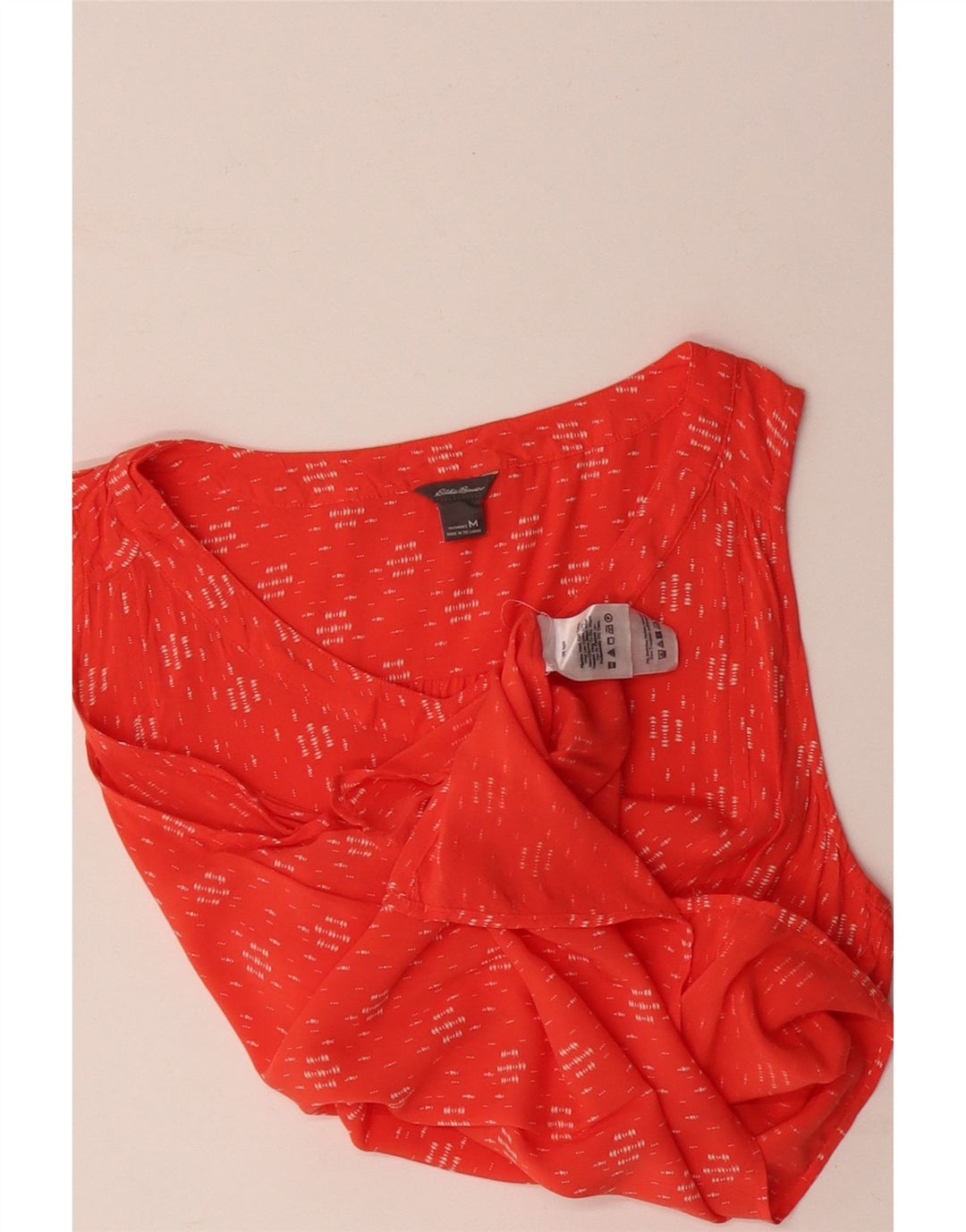 Eddie Bauer Damen Blusenoberteil UK 14 Medium Orange Geometrisch Rayon
