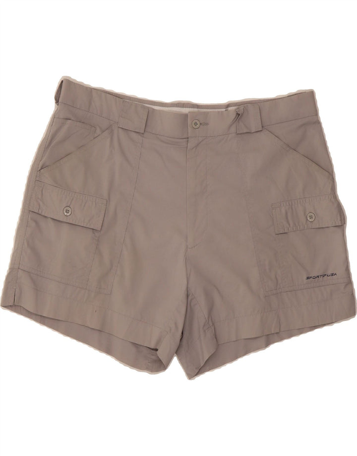 VINTAGE Womens Cargo Shorts W38 XL Grey Polyester Vintage Vintage and Second-Hand Vintage from Messina Hembry 