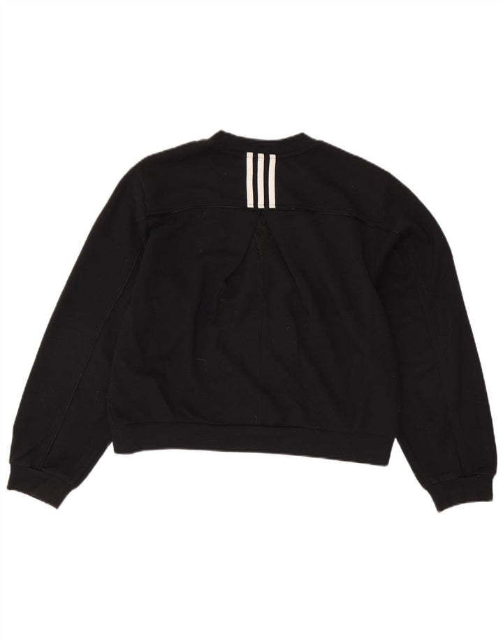 ADIDAS Damen Crop Oversized Sweatshirt Pullover UK 8/10 Small Schwarz