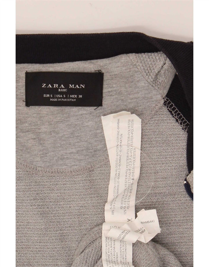Zara Herren-Trainingsanzug, Oberteil, Jacke, Größe S, Grau, Colourblock-Baumwolle