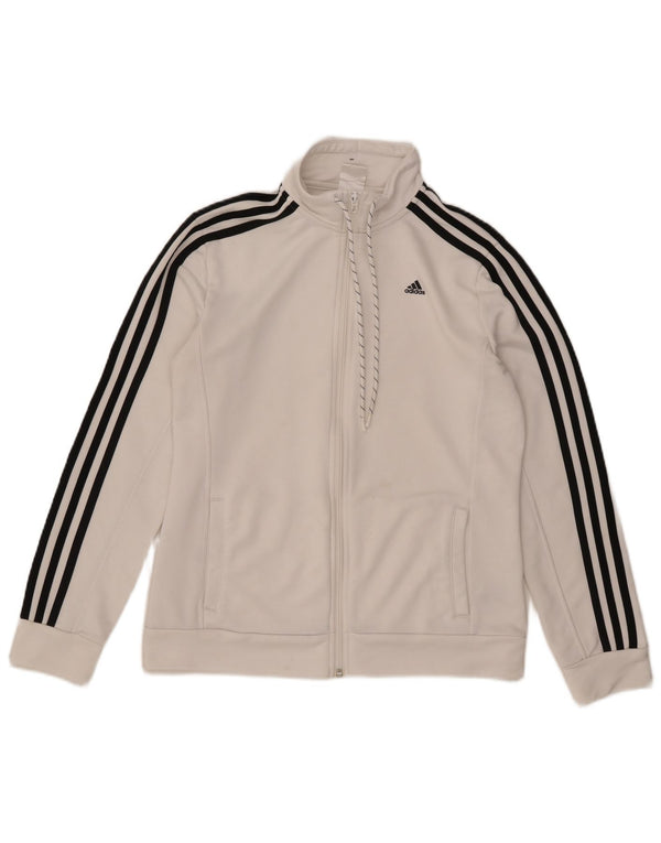 Adidas Damen Trainingsanzug Top Jacke UK 16/18 Large Weiß Polyester