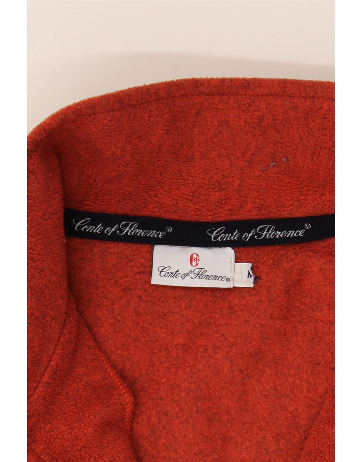 CONTE OF FLORENCE Mens Zip Neck Fleece Jumper Medium Orange Polyester Vintage Conte of Florence and Second-Hand Conte of Florence from Messina Hembry 