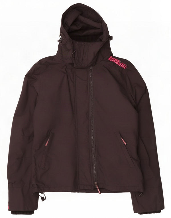 Superdry Damen-Windbreakerjacke mit Kapuze, UK 14, Mittelschwarzes Nylon