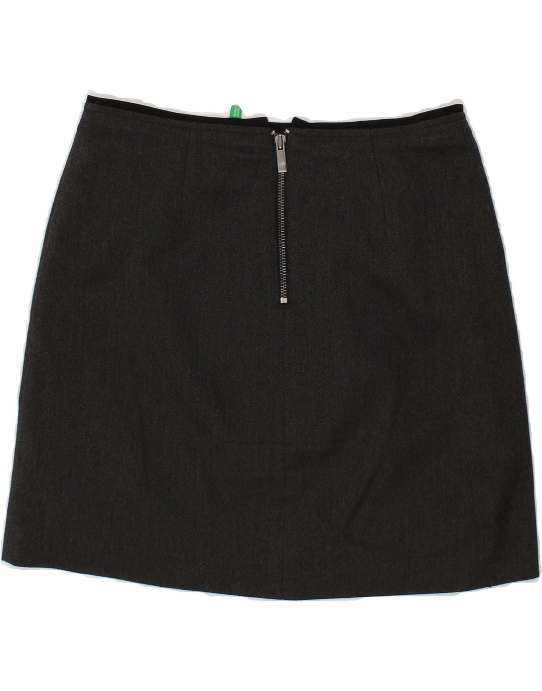 BENETTON Womens A-Line Skirt W30 Medium Grey Herringbone Vintage Benetton and Second-Hand Benetton from Messina Hembry 