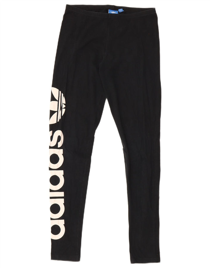 Adidas Damen Graphic Leggings UK 12 Mittelschwarze Baumwolle