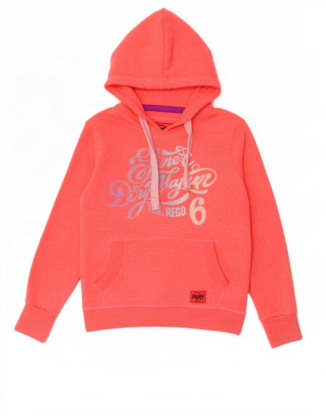 Superdry Damen-Kapuzenpullover mit Grafik, UK 14, Mittelrosa, Polyester
