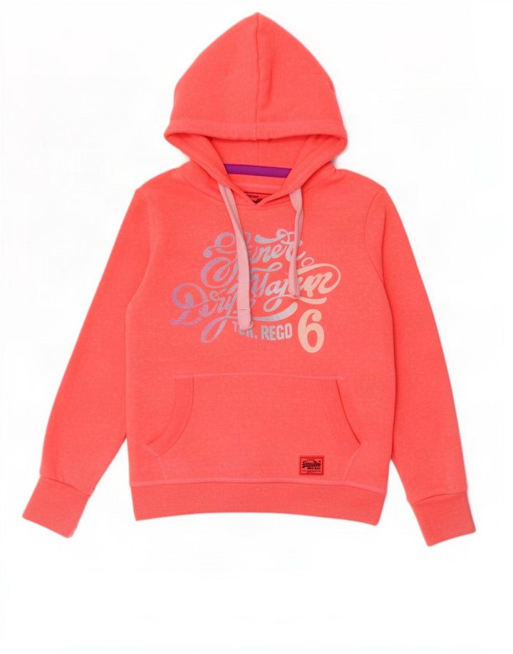 Superdry Damen-Kapuzenpullover mit Grafik, UK 14, Mittelrosa, Polyester