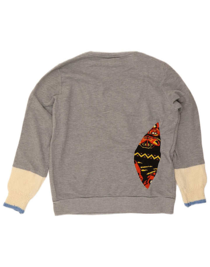 Fila Damen Grafik-Sweatshirt-Pullover UK 16 Large Grau Farbblock