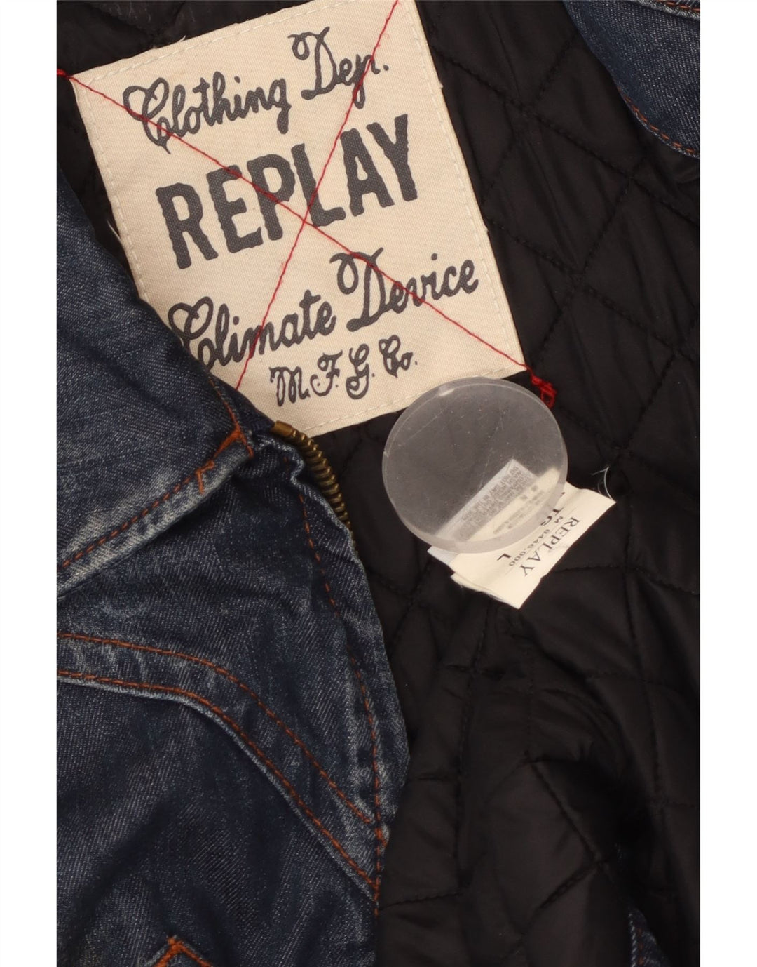 REPLAY Damen Jeansjacke UK 16 Large Marineblau Baumwolle