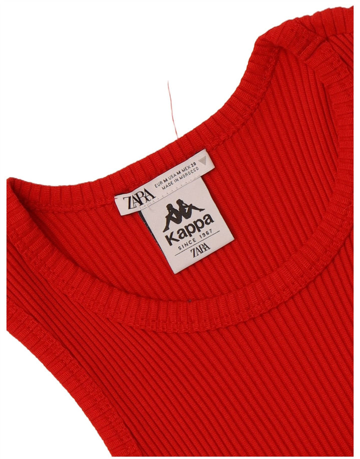 Zara X Kappa Damen Crop Vest Top UK 12 Mittelrot