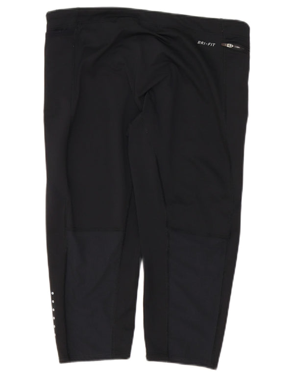 Nike Womens Dri Fit Capri Leggings UK 14 Large Black Polyester