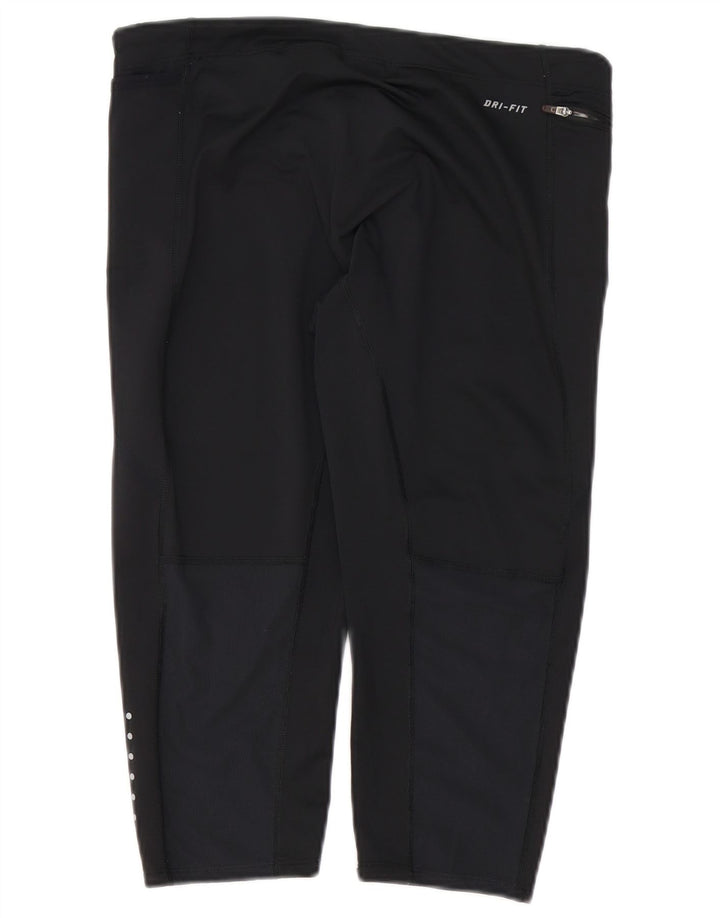 Nike Damen Dri Fit Capri Leggings UK 14 Large Schwarz Polyester