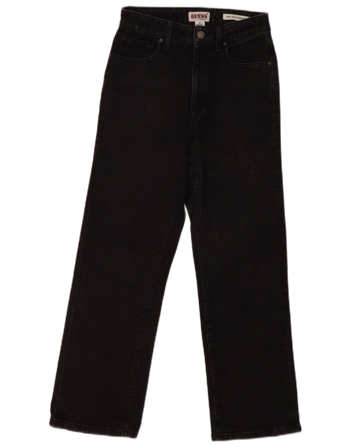 GUESS Damen High Rise Straight Jeans W26 L26 Schwarz
