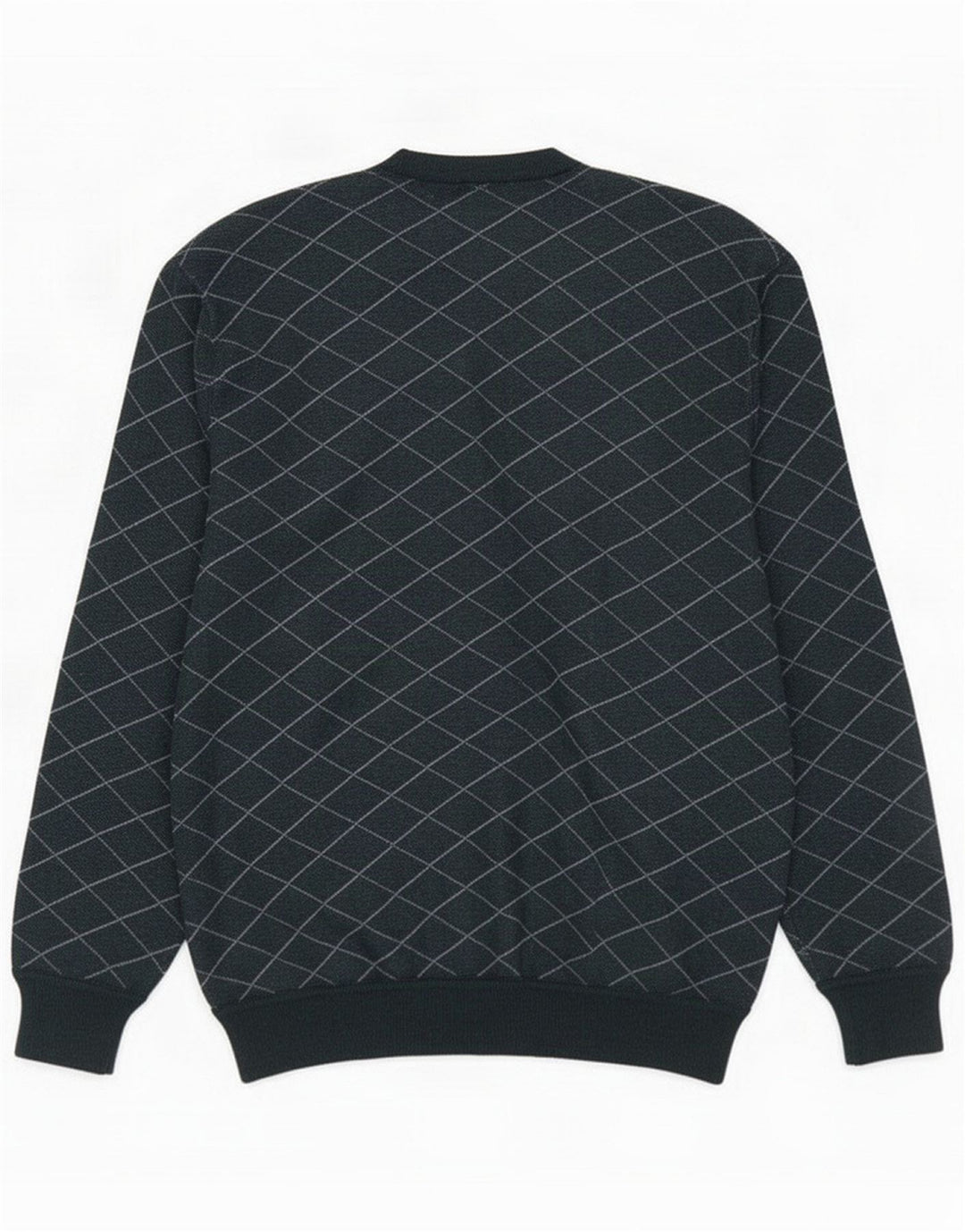 Giuliano Herren-Pullover mit V-Ausschnitt IT 50 mittelgrün karierte Wolle