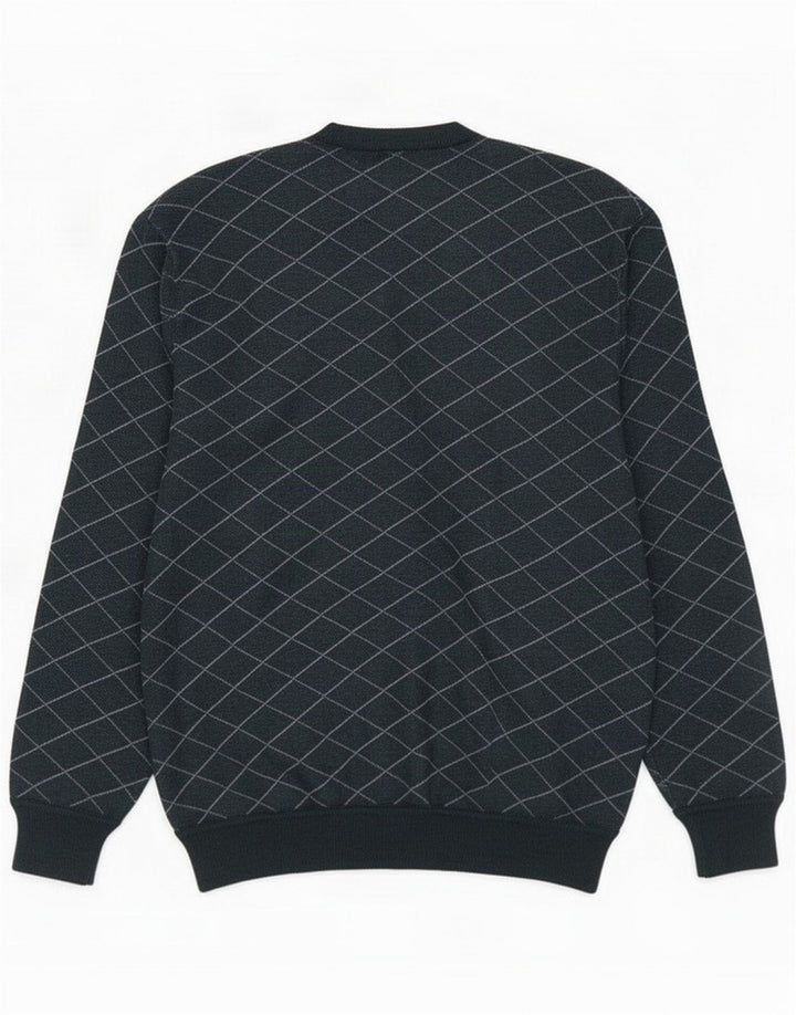 Giuliano Herren-Pullover mit V-Ausschnitt IT 50 mittelgrün karierte Wolle