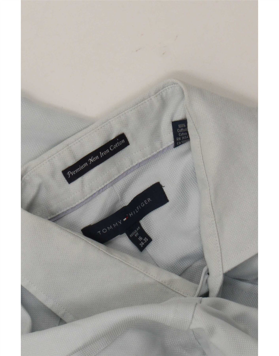 Tommy Hilfiger Herren-Hemd mit normaler Passform, Größe 16, große blaue Baumwolle