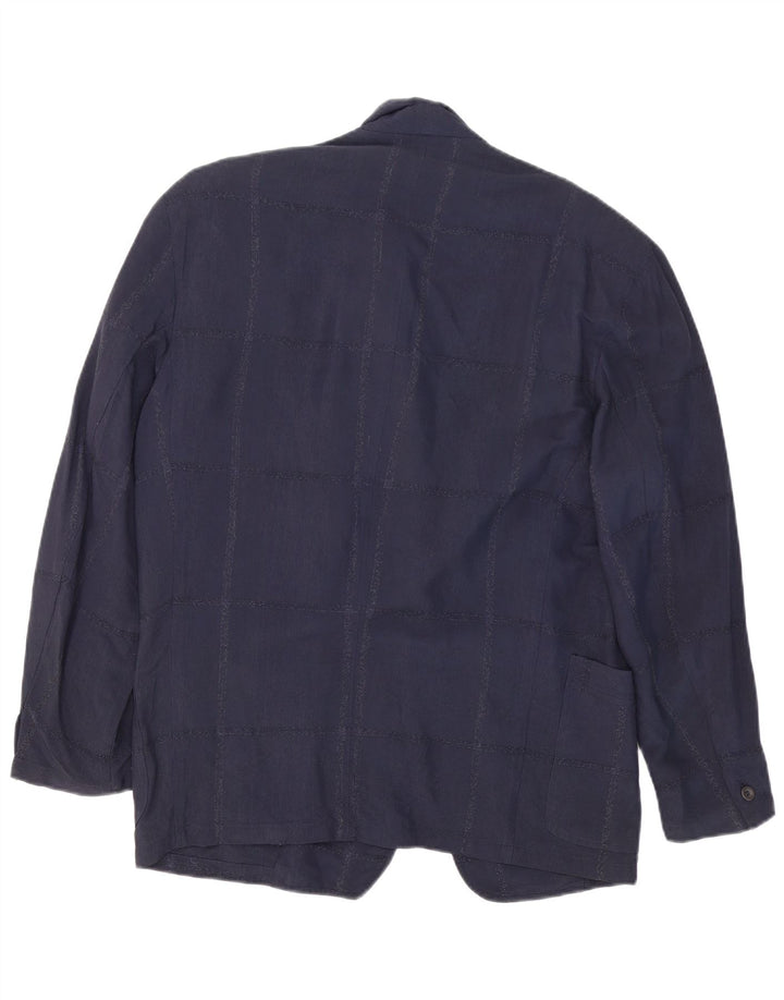 Giorgio Zanella Herren 1-Knopf-Blazerjacke IT 46 Small Navy Blue Check