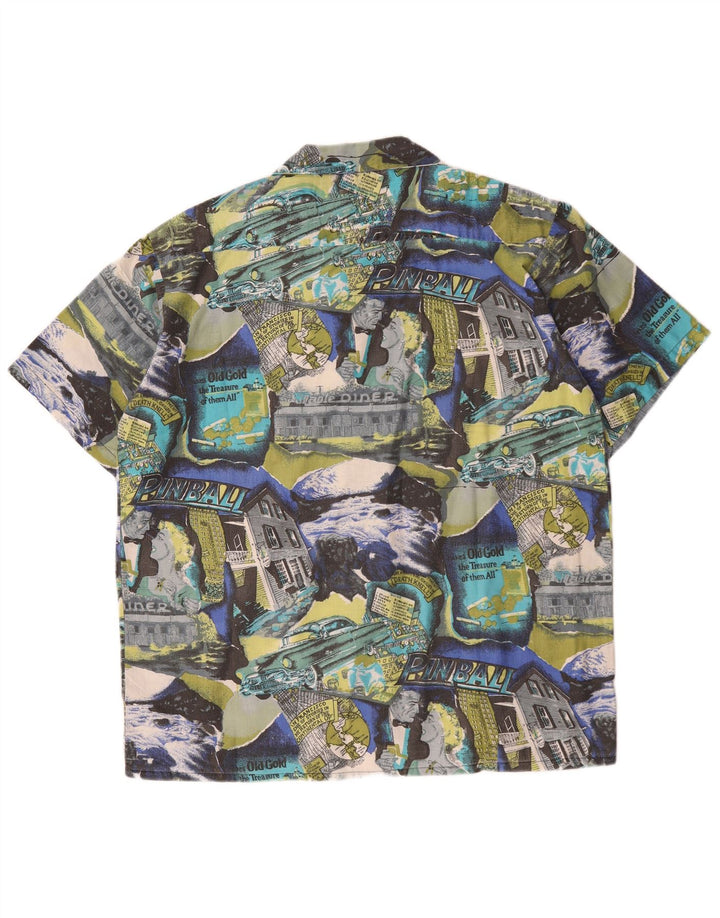 Vintage Herren Hemd mit abstraktem Muster, Größe 41/42, groß, mehrfarbig