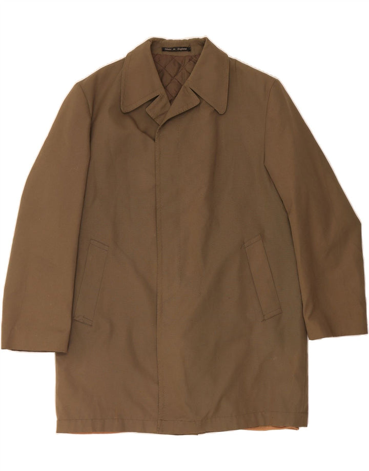 DHOBI Mens Overcoat UK 38 Medium Khaki Polyester Vintage Dhobi and Second-Hand Dhobi from Messina Hembry 