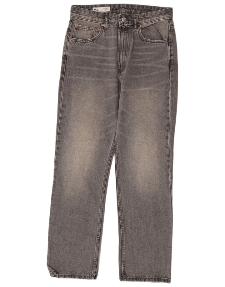 Zara Damen Straight Jeans EU 40 Medium W30 L29 Grau
