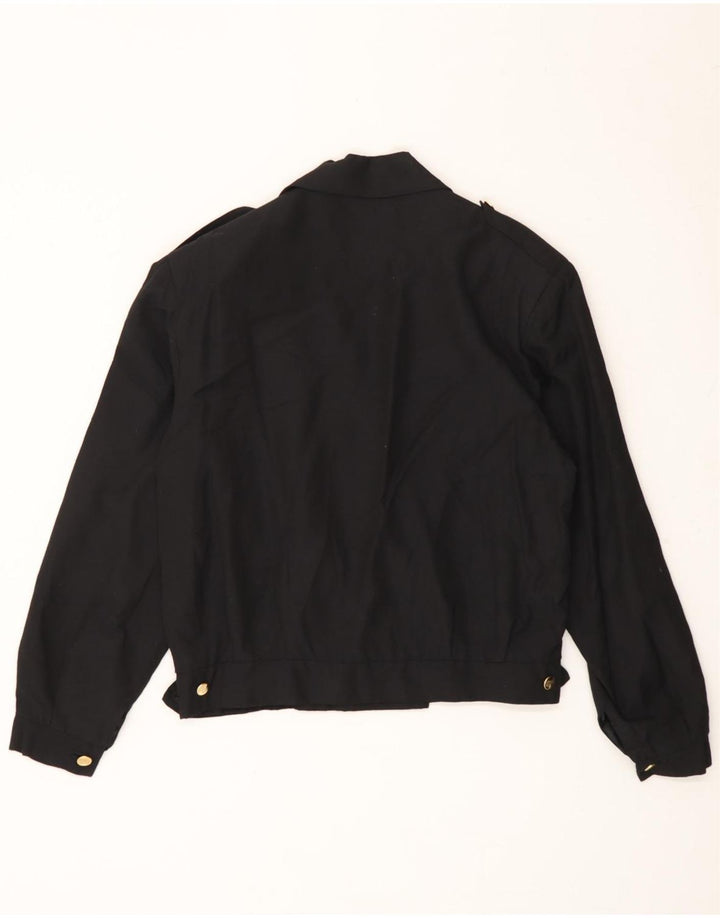 VINTAGE Womens Military Double Breasted Bomber Jacket IT 42 Medium Black Vintage Vintage and Second-Hand Vintage from Messina Hembry 