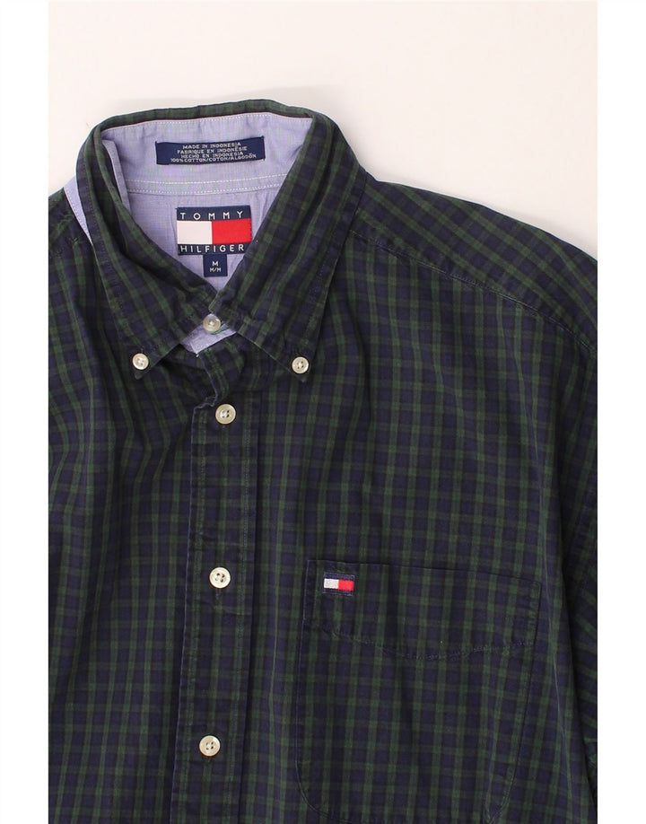 TOMMY HILFIGER Mens Shirt Medium Navy Blue Check Cotton Vintage Tommy Hilfiger and Second-Hand Tommy Hilfiger from Messina Hembry 