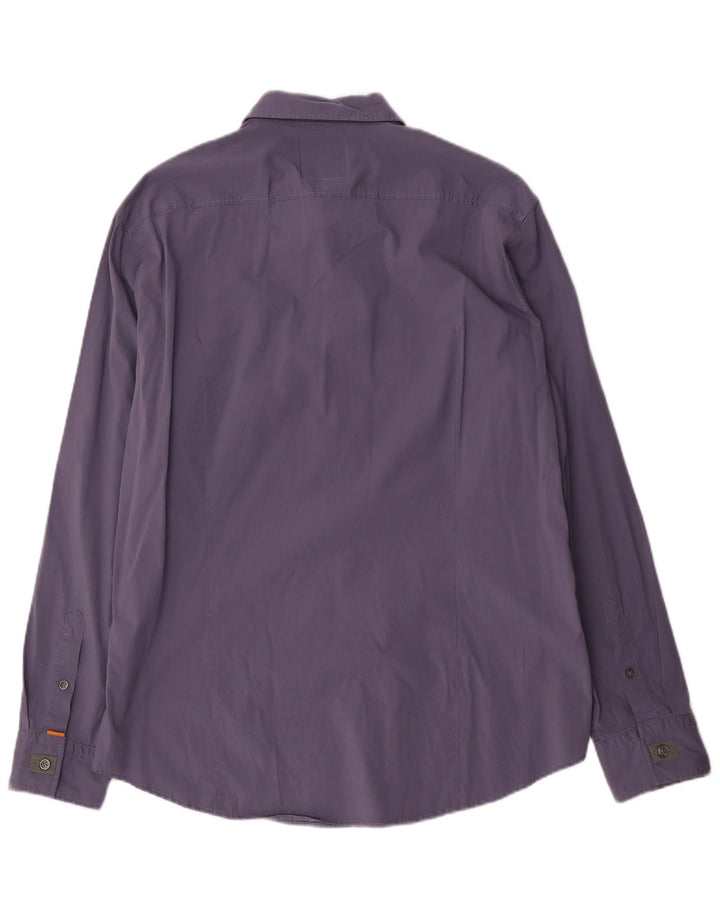 Hugo Boss Herrenhemd 2XL Blaue Baumwolle