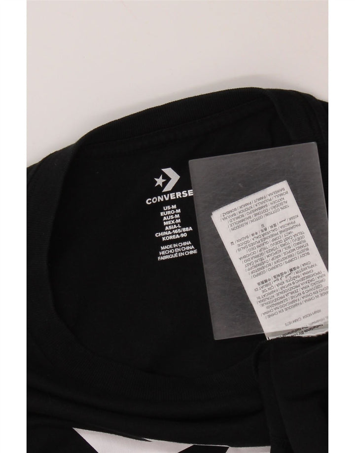 CONVERSE Damen Grafik T-Shirt Top UK 14 Mittelschwarze Baumwolle