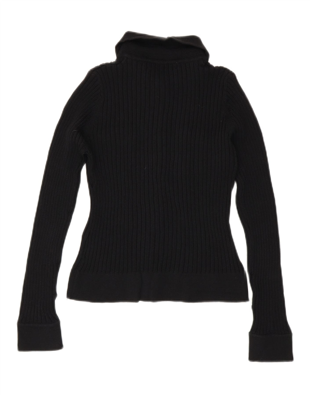 Zara Damen Crop Knit Hemdbluse UK 12 Medium Black Rayon