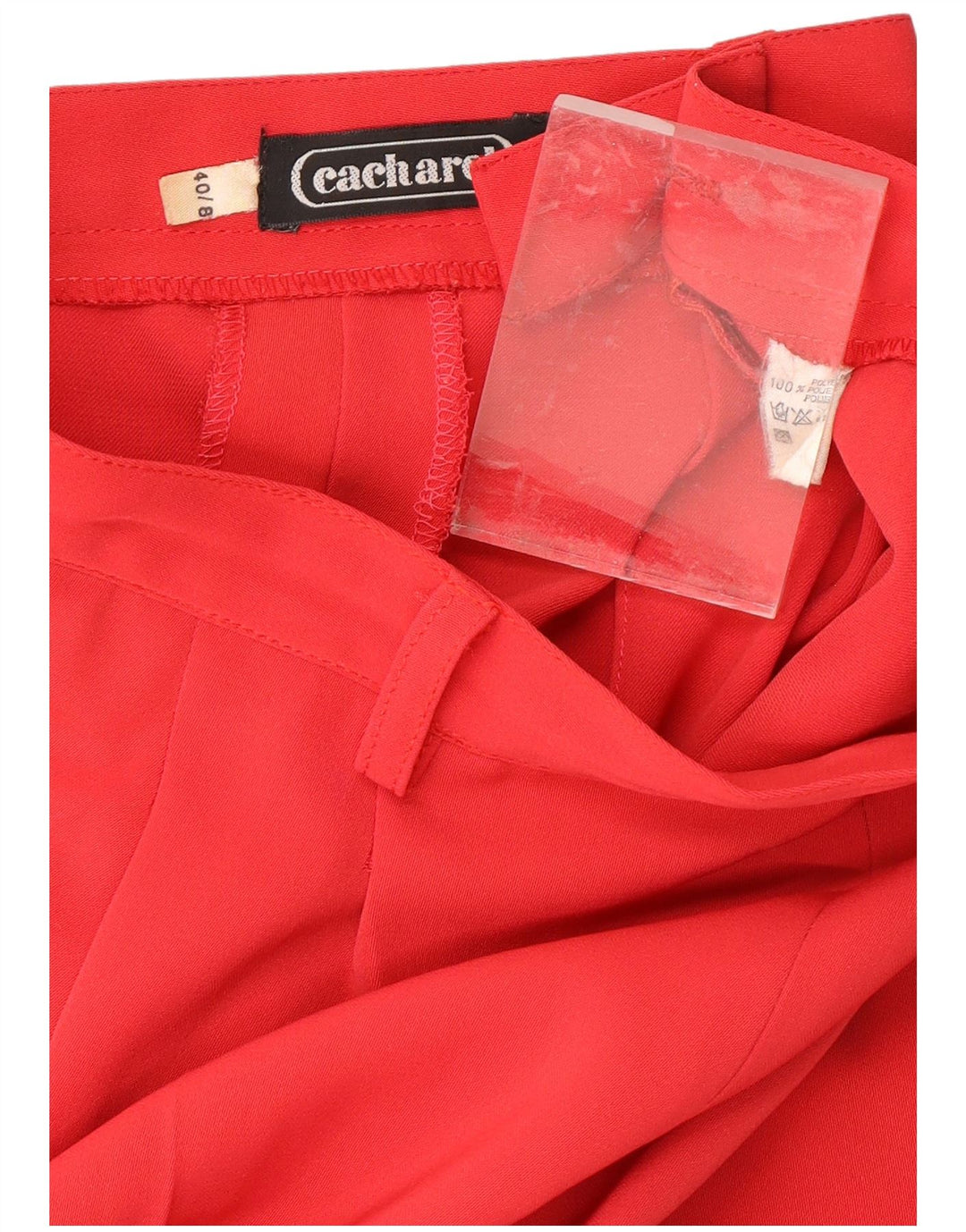 CACHAREL Damen-Hose mit hoher Taille, gerippt, kurz geschnitten, UK 8, Größe S, W24, L25, Rot
