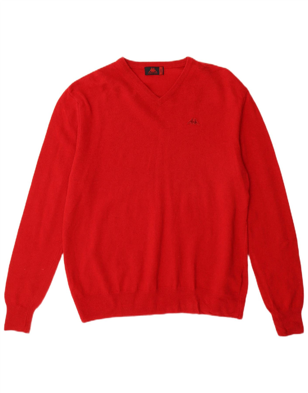 Kappa Herren-Pullover mit V-Ausschnitt, groß, rote Lammwolle