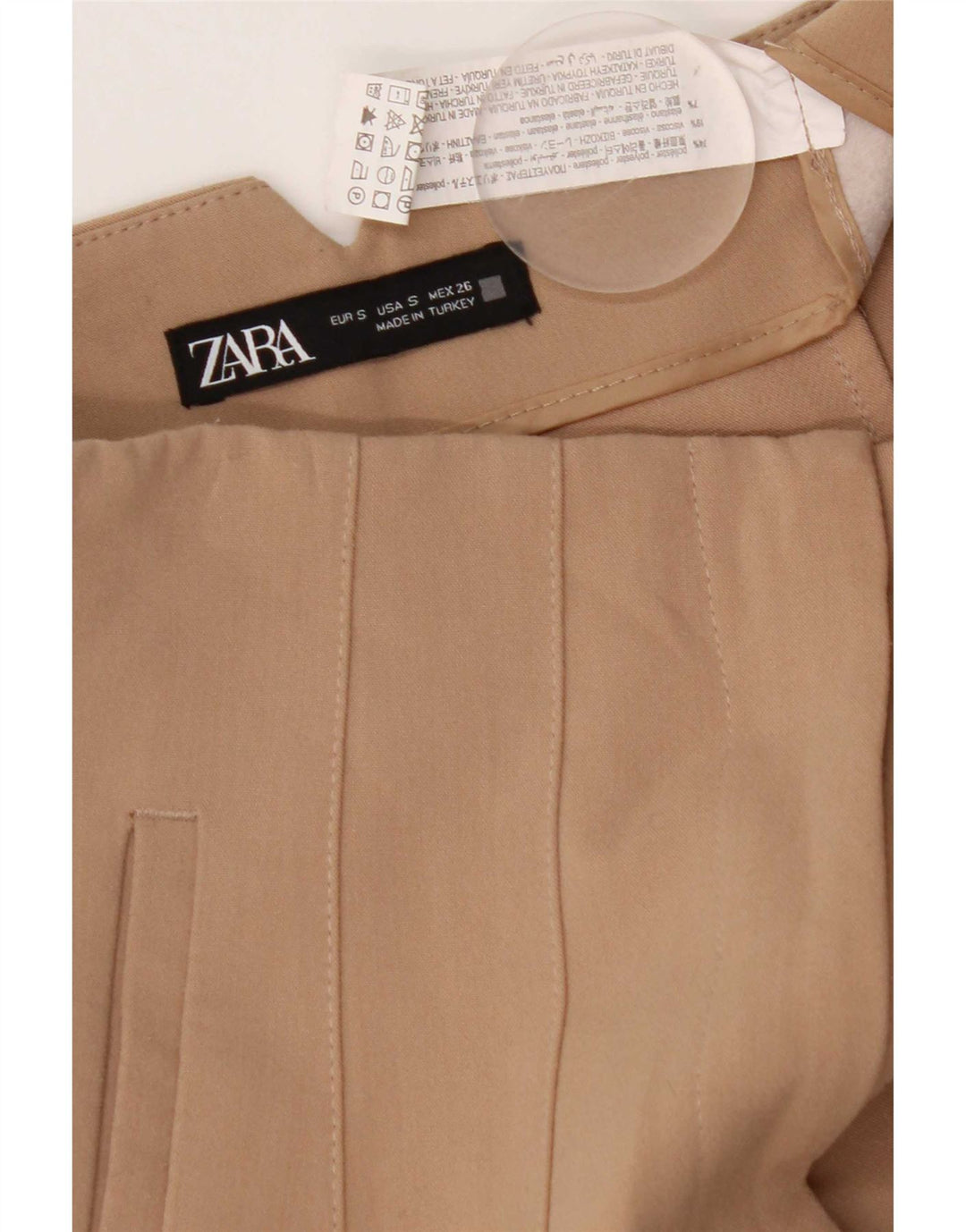 Zara Damen Tapered Chino-Hose, Größe S, W26, L26, Braun, Polyester