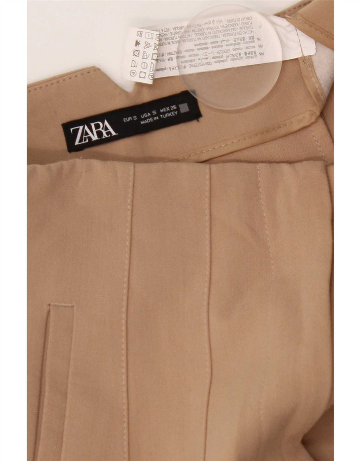 Zara Damen Tapered Chino-Hose, Größe S, W26, L26, Braun, Polyester