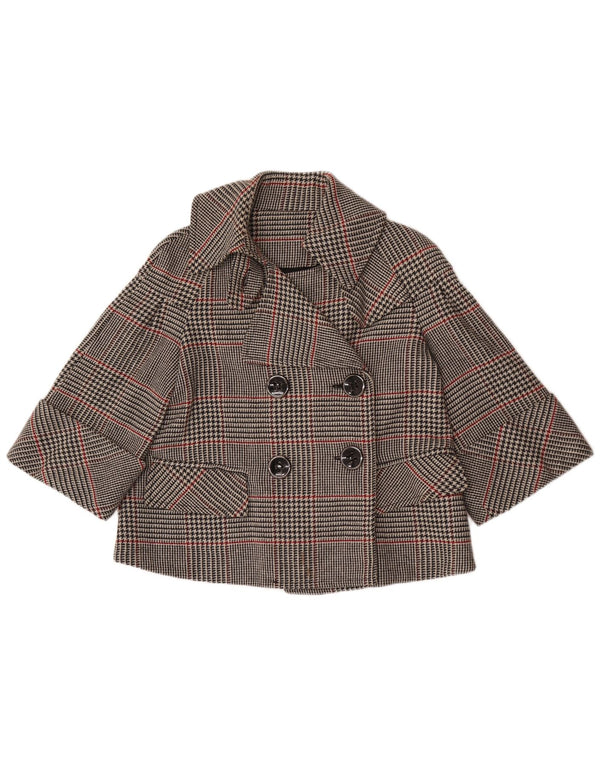 Kurze zweireihige Blazerjacke für Damen von Zara, UK 14, Mittelgrau kariert