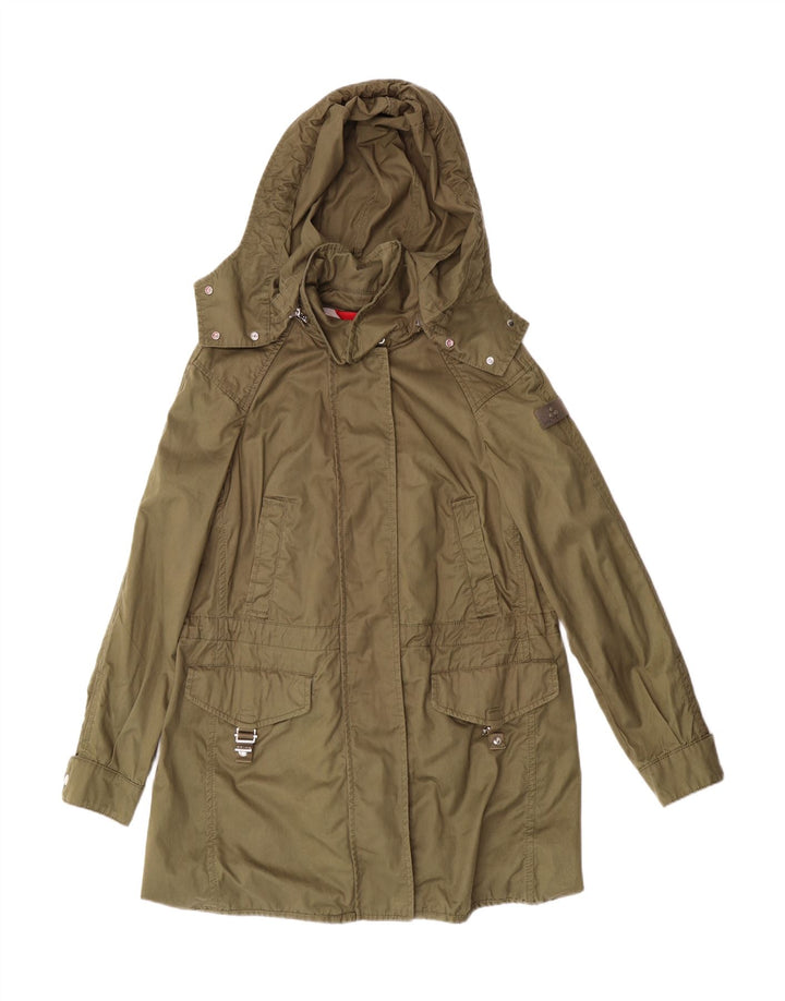 PEUTEREY Womens Hooded Parka Jacket IT 42 Medium Khaki Cotton