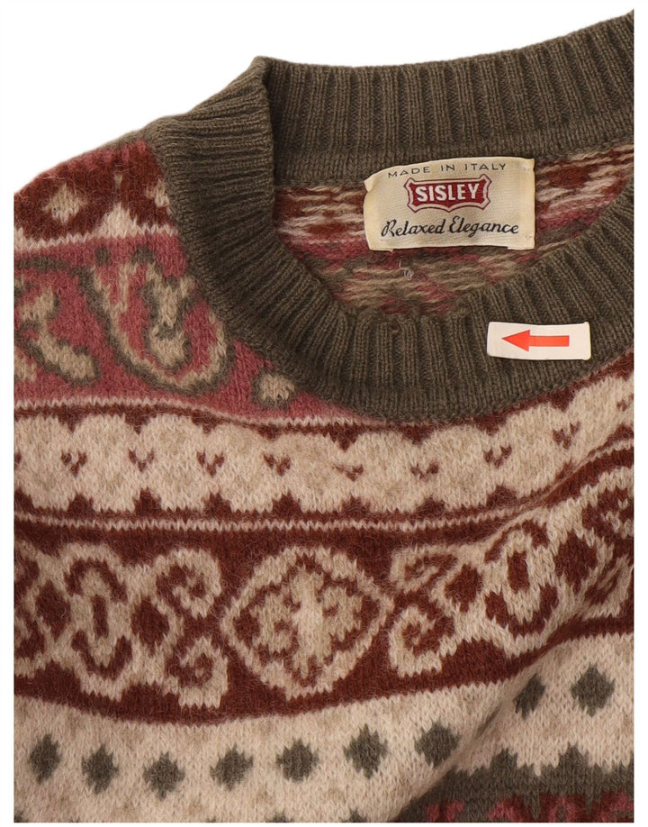 Sisley Herren-Pullover mit Rundhalsausschnitt, XL, mehrfarbig, Fair Isle
