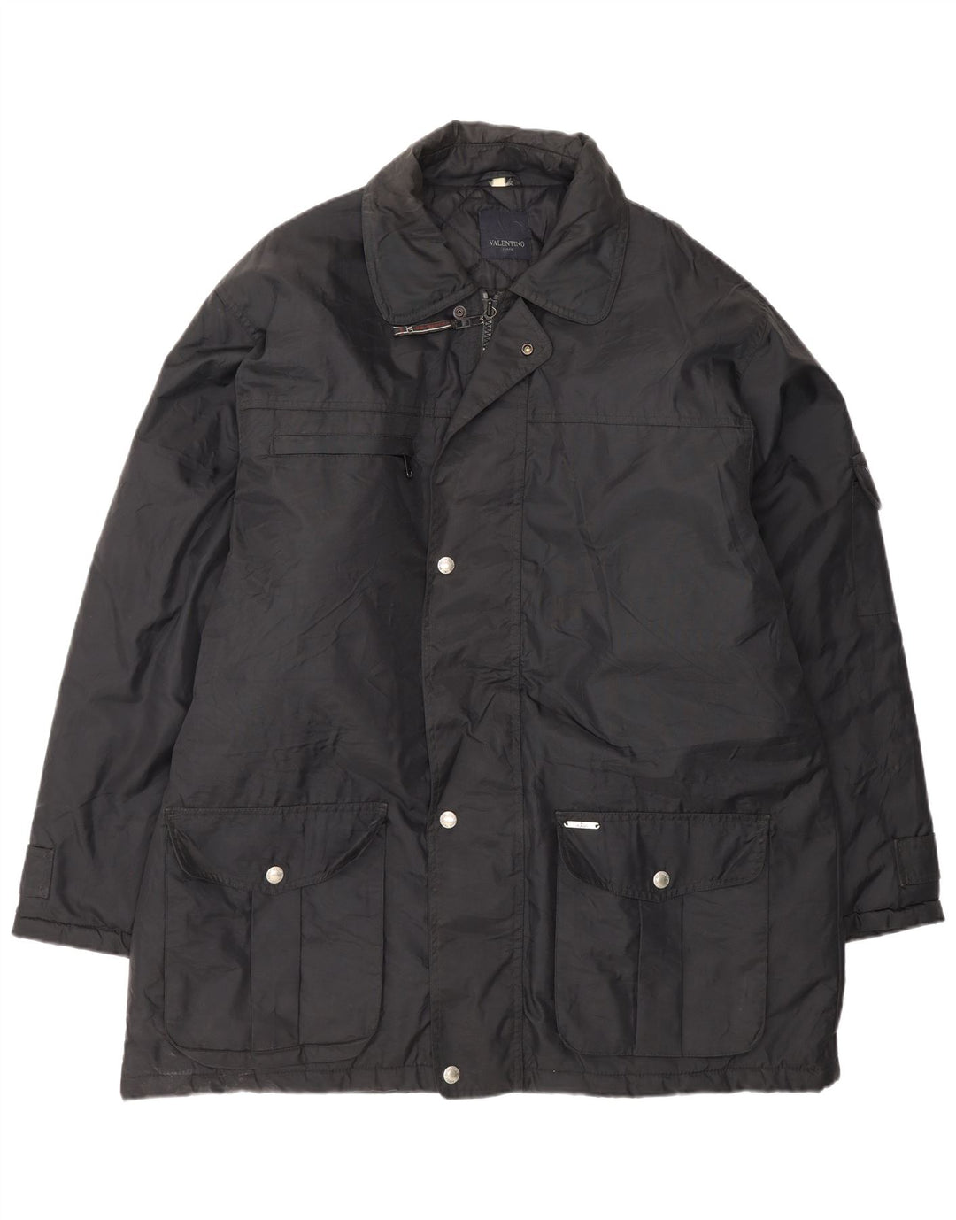 Valentino Herren-Windbreaker-Mantel IT 54 2XL Schwarz Polyamid